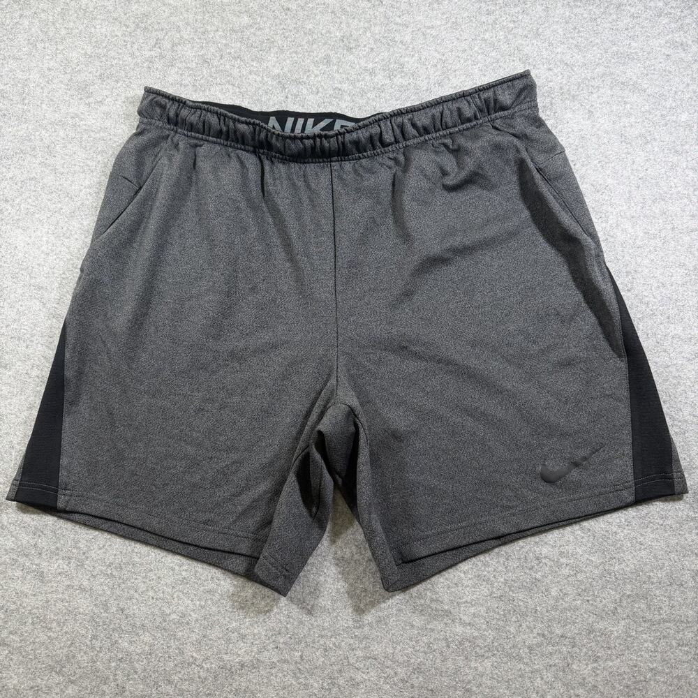 Nike Dri-FIT Shorts Men 2XL Dark Gray 7 Inseam Running Drawstring Wicking Active